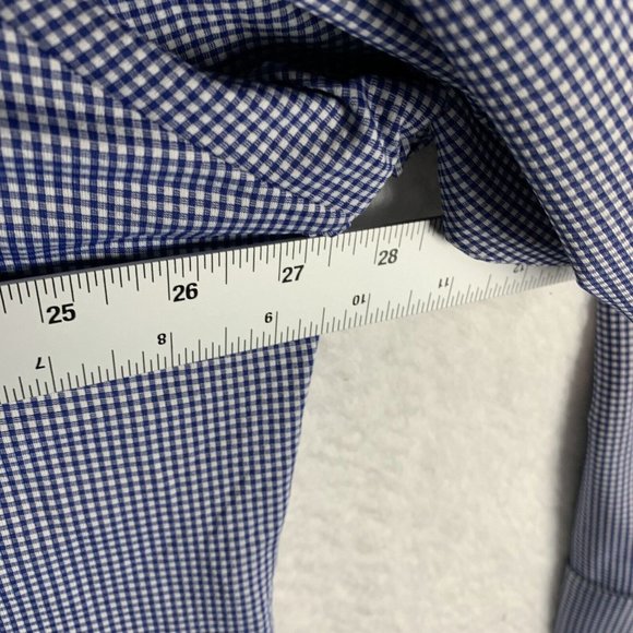 Mizzen+Main Shirt Men's Blue Plaid Nylon Long Sleeve Collared Button-Up 7133 - Picture 7 of 9